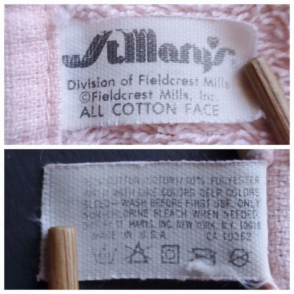 Vintage St Marys Cotton Bath Towel 40.5 x 22.5 Floral Pink USA Made Cottagecore